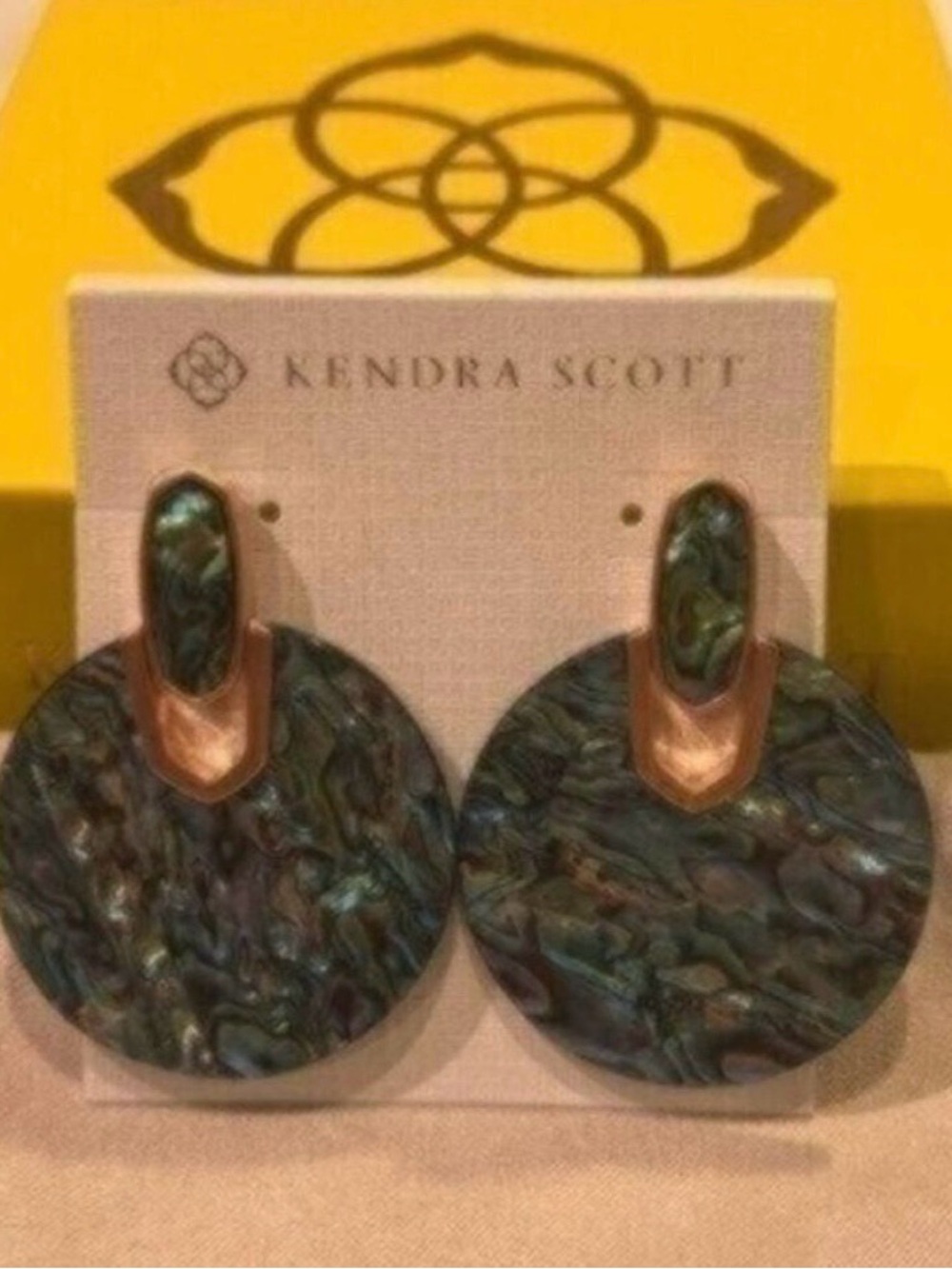 NWT Kendra Scott Didi Rose Gold Statement Earrings In Abalone Shell - Picture 4 of 6